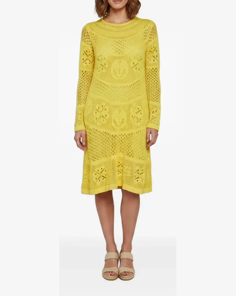Elisabetta Franchi Crochet long-sleeved mid-length dress - Gelb Gelb