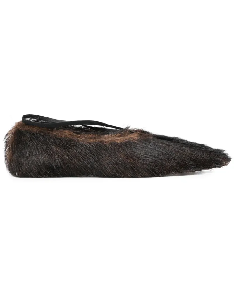 PLAN C Ballerinas mit Pelz - Braun Braun