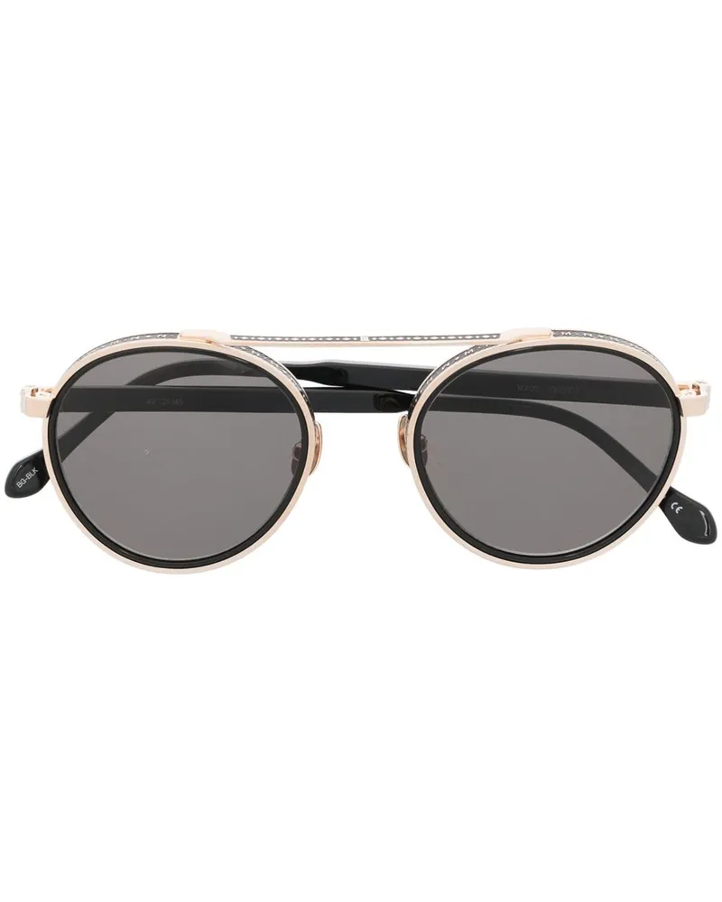 MATSUDA Runde Sonnenbrille mit Doppelsteg - Schwarz Schwarz