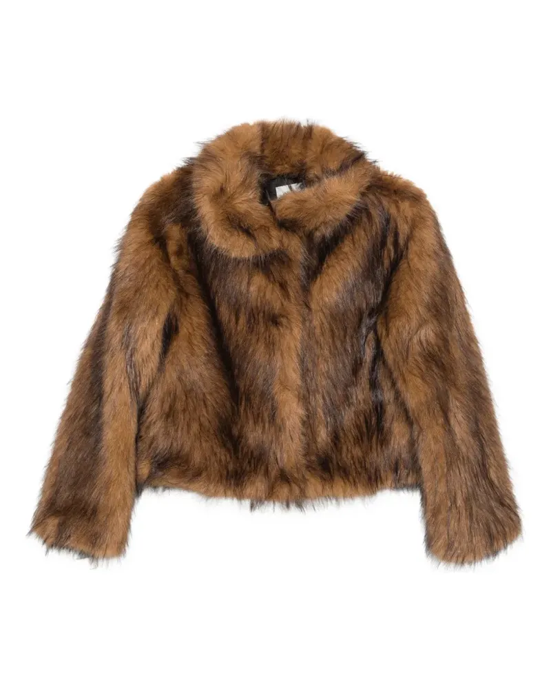 ba&sh Kragenlose Lendy Jacke aus Faux Fur - Braun Braun