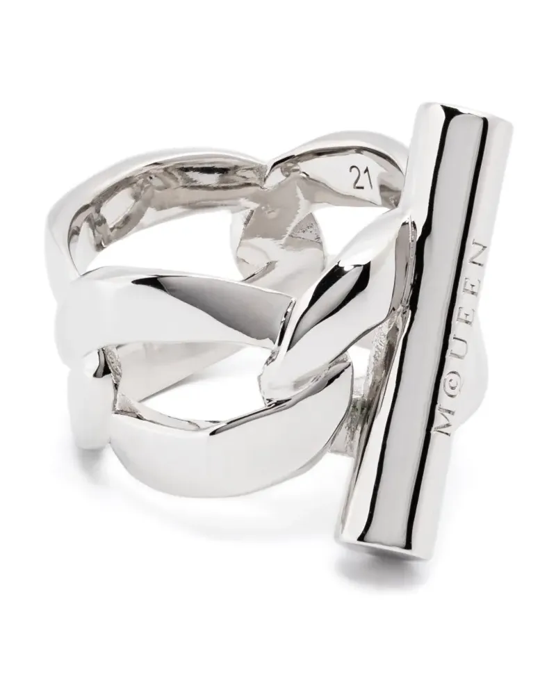 Alexander McQueen T-Bar Ring - Silber Silber