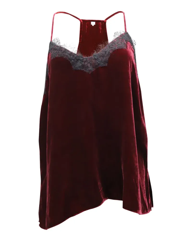 CAMI NYC came lace-trim velvet top - Rot Rot