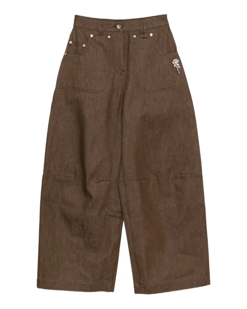 Simone Rocha Wide-Leg-Jeans mit Kristallen - Braun Braun