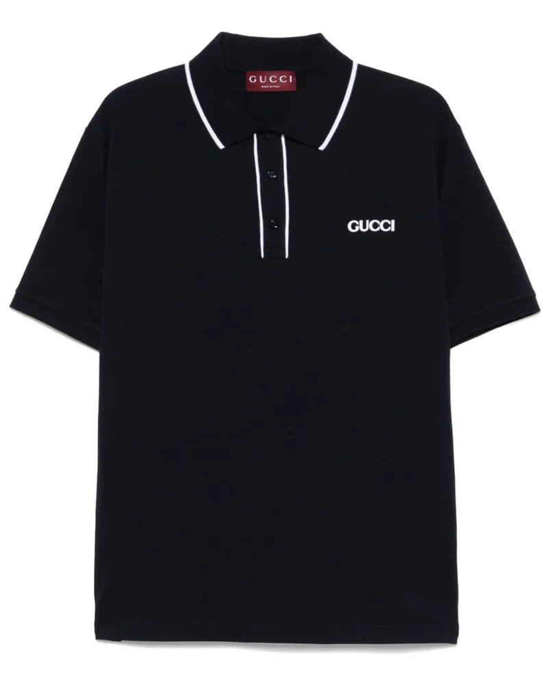 Gucci Poloshirt mit Logo-Patch - Blau Blau