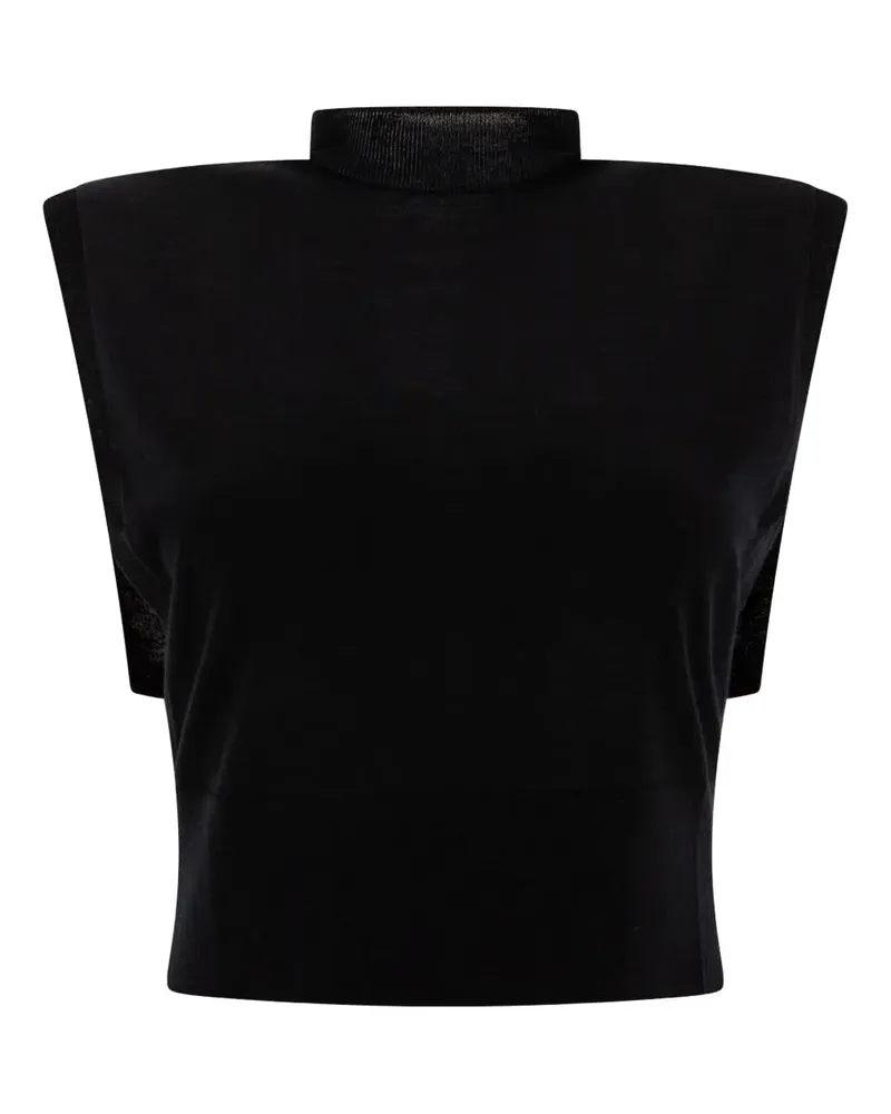 Max Mara Top mit Stehkragen - Schwarz Schwarz
