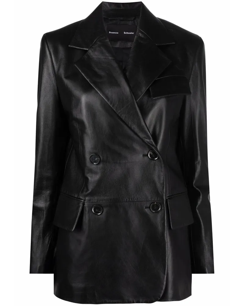 Proenza Schouler Einreihiger Blazer aus Leder - Schwarz Schwarz