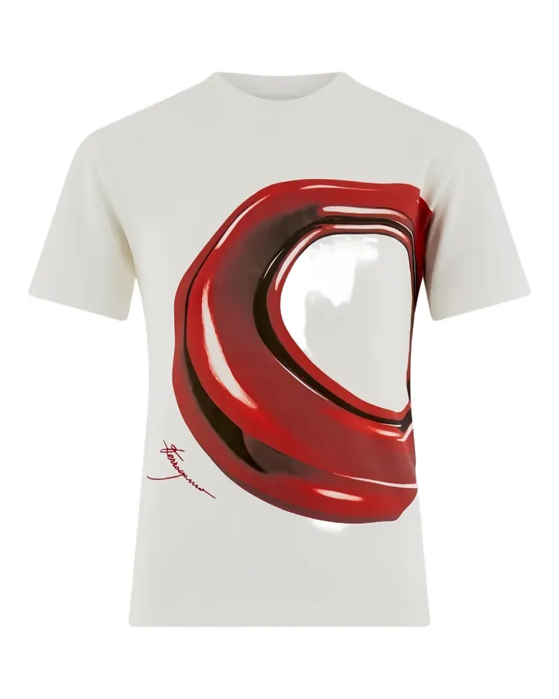 Ferragamo T-Shirt mit grafischem Print - Weiß Weiß