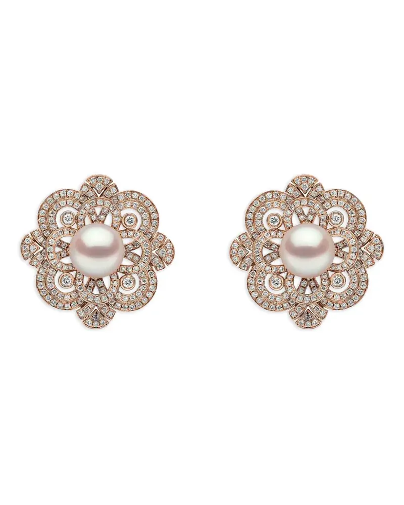 YOKO London Classic akoya pearl diamond floral-motif earrings - Rosa Rosa