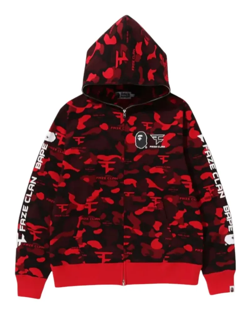 BAPE Hoodie mit Camouflage-Print - Rot Rot