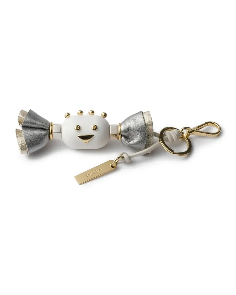 Prada snap hook bow charm keyring - Weiß Weiß