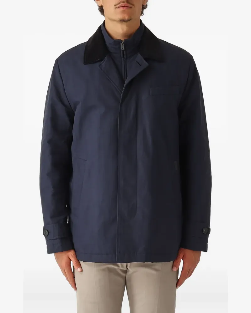 Fay Jacke im Layering-Look mit Cordkragen - Blau Blau