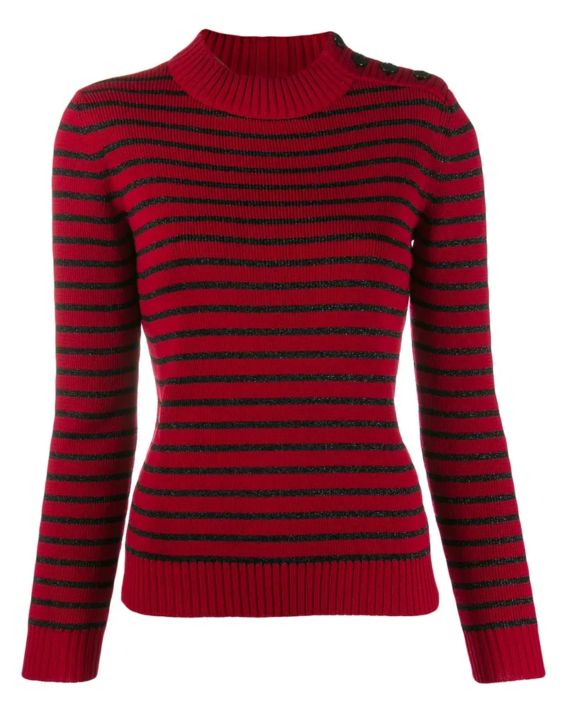Saint Laurent Gestreifter Strickpullover - Rot Rot