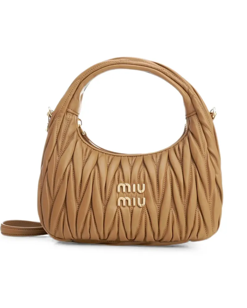 Miu Miu Wander matelassé leather clutch bag - Braun Braun