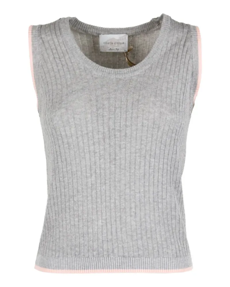 cinque ribbed-knit contrast-trim tank top - Grau Grau