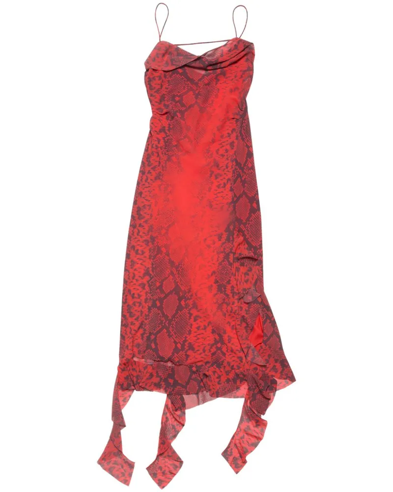 Acne Studios Kleid mit Schlangenleder-Print - Rot Rot
