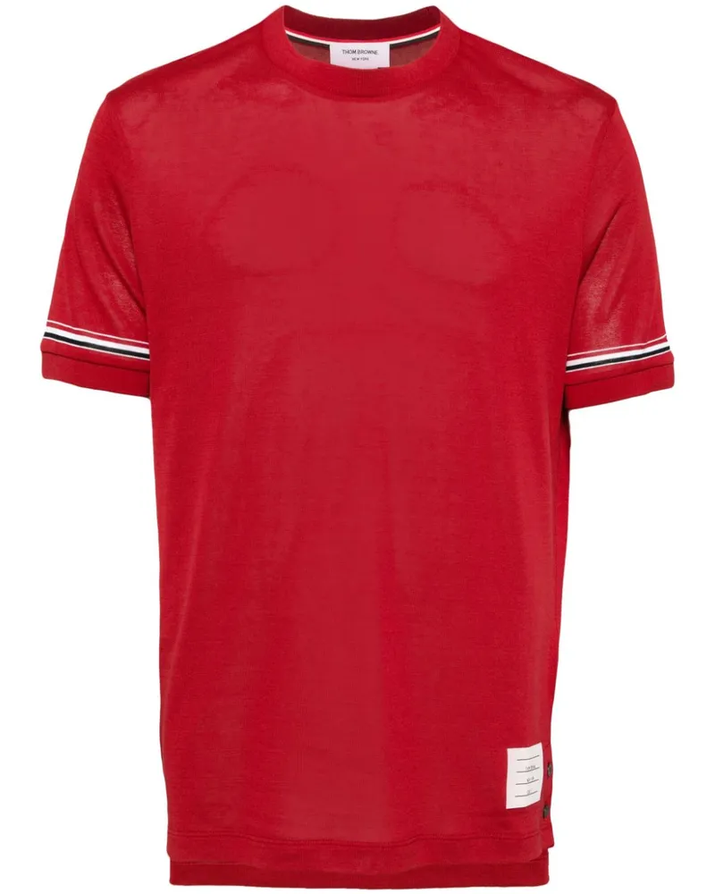 Thom Browne Gestreiftes T-Shirt - Rot Rot