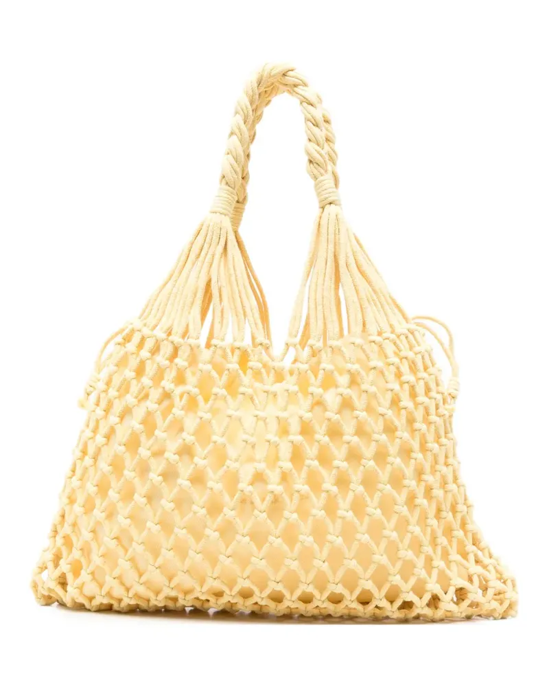 FRANKIE Shop Naia Tote Bag aus Makramee-Strick - Gelb Gelb