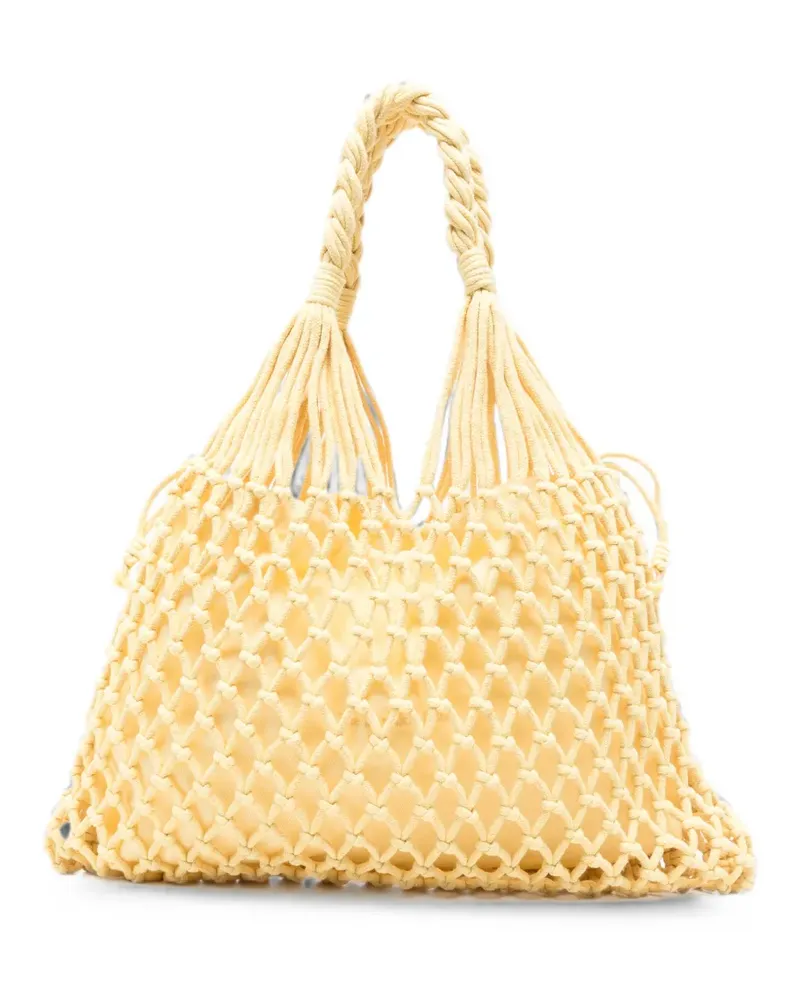 FRANKIE Shop Naia macramé-knit tote bag - Gelb Gelb