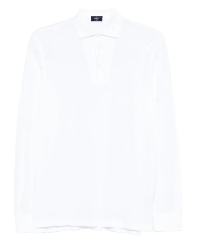 BARBA Langärmeliges Poloshirt - Weiß Weiß