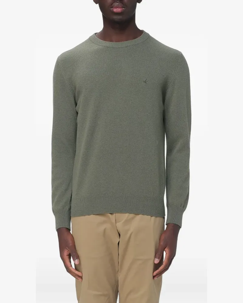 Brooksfield logo-embroidered wool sweater - Grün Grün