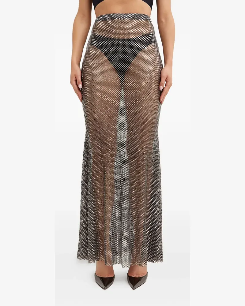 SANTA Brands crystal-mesh long skirt - Silber Silber