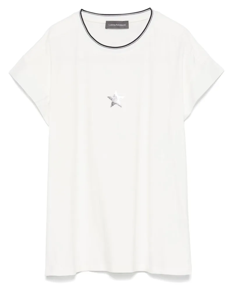 Lorena Antoniazzi T-Shirt mit Glitter-Stern - Weiß Weiß