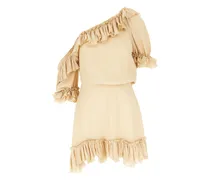 Asymmetrisches Kleid mit Rüschen - Nude