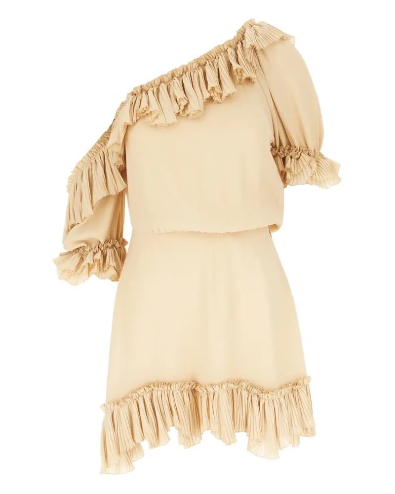 Saint Laurent Asymmetrisches Kleid mit Rüschen - Nude Nude