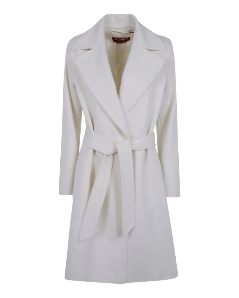 Max Mara Doppelreihiger Mantel mit Gürtel - Weiß Weiß