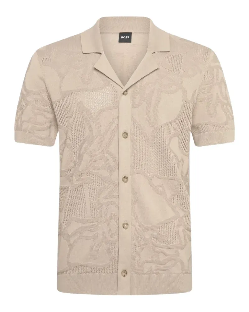 HUGO BOSS jacquard-knit short-sleeve polo shirt - Nude Nude