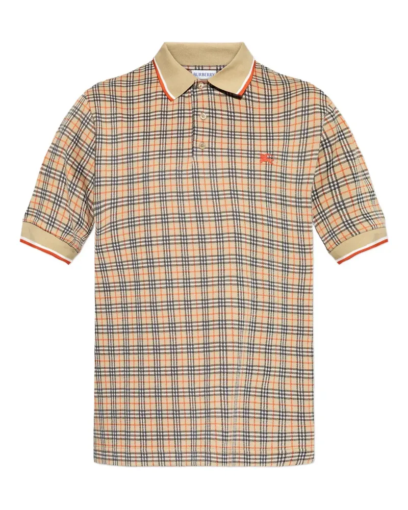 Burberry Kariertes Pelham Poloshirt mit Logo-Detail - Braun Braun