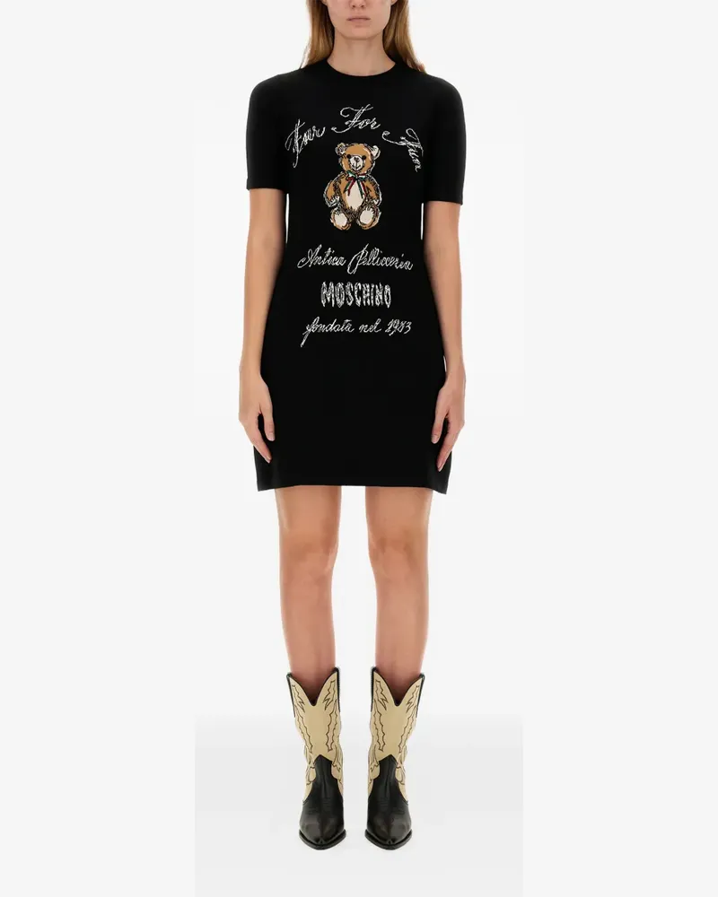 Moschino teddy-graphic mini dress - Schwarz Schwarz