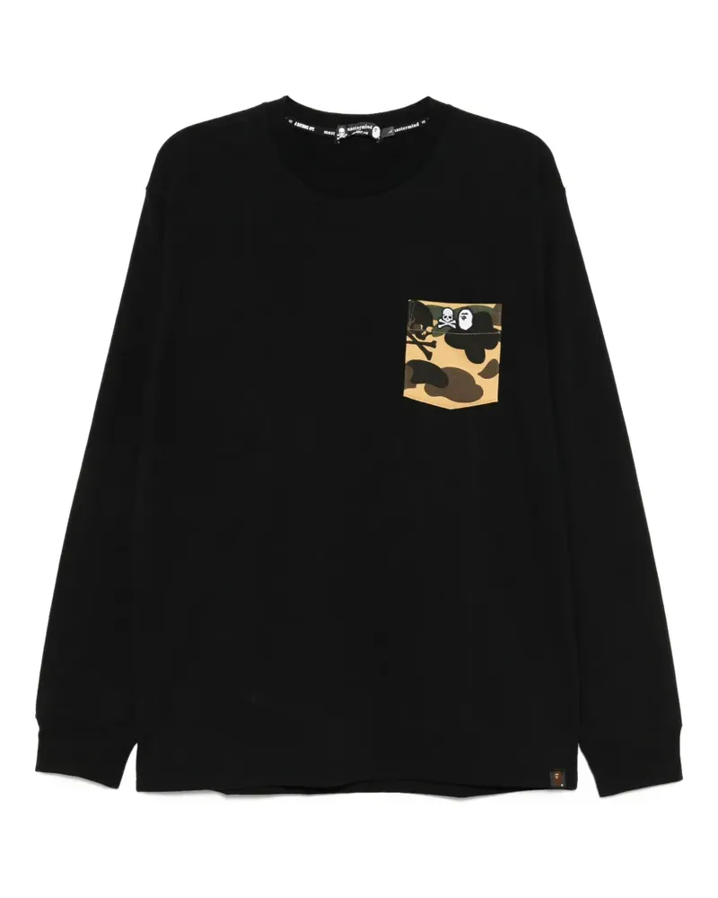 Mastermind Japan x Bape T-Shirt mit aufgesetzter Tasche - Schwarz Schwarz