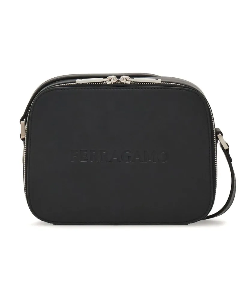 Ferragamo Schultertasche mit Logo-Prägung Schwarz