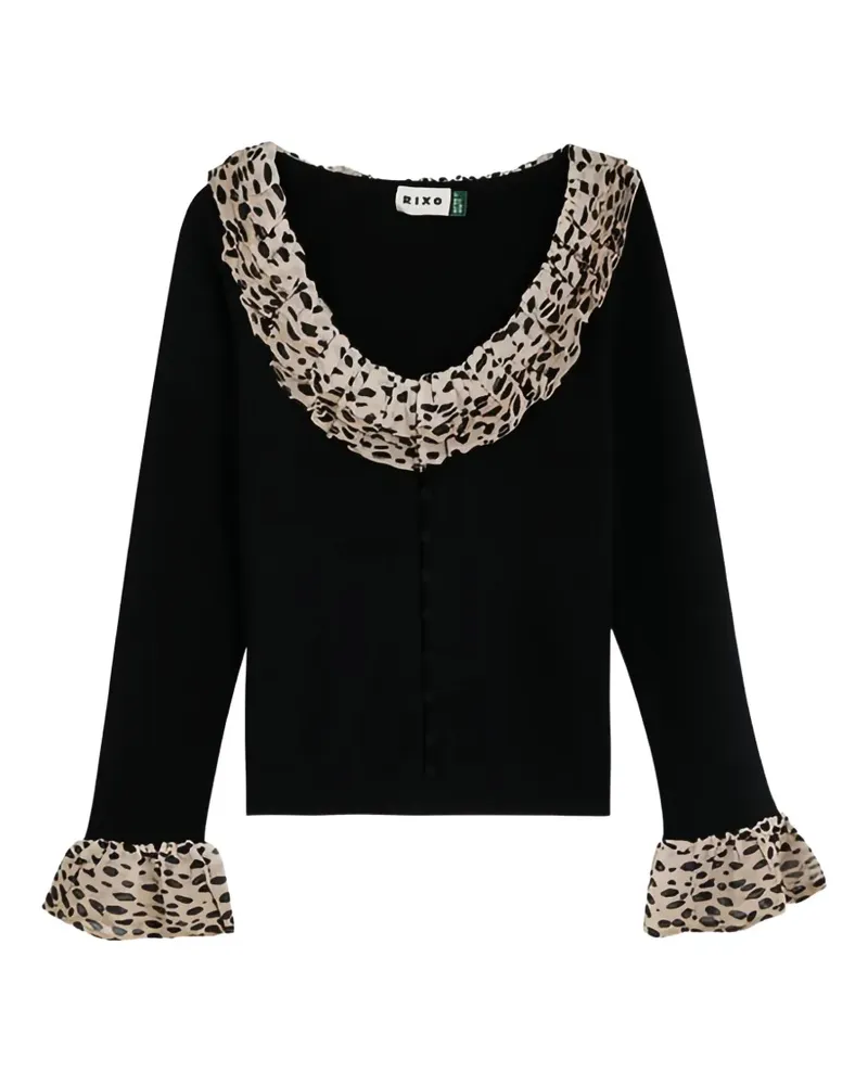 RIXO Laurel ruffled cardigan - Schwarz Schwarz