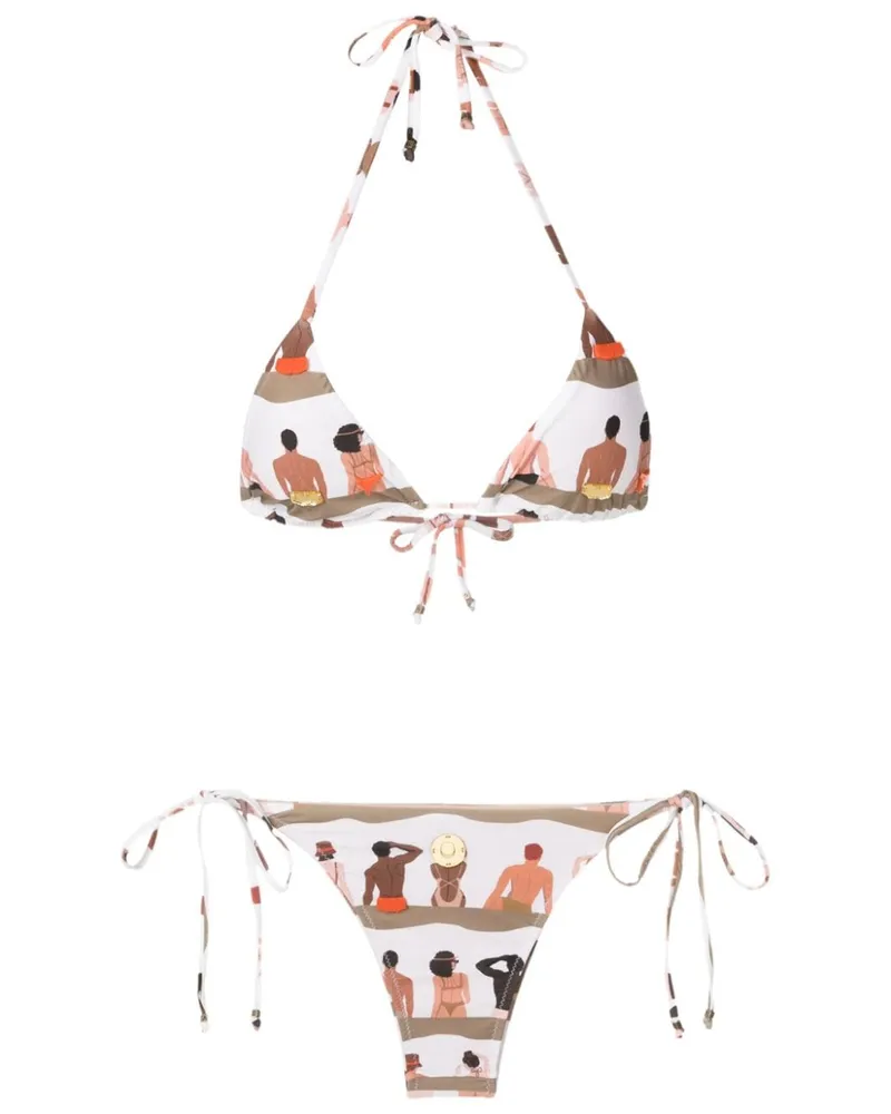 Amir Slama Neckholder-Bikini mit grafischem Print - Braun Braun