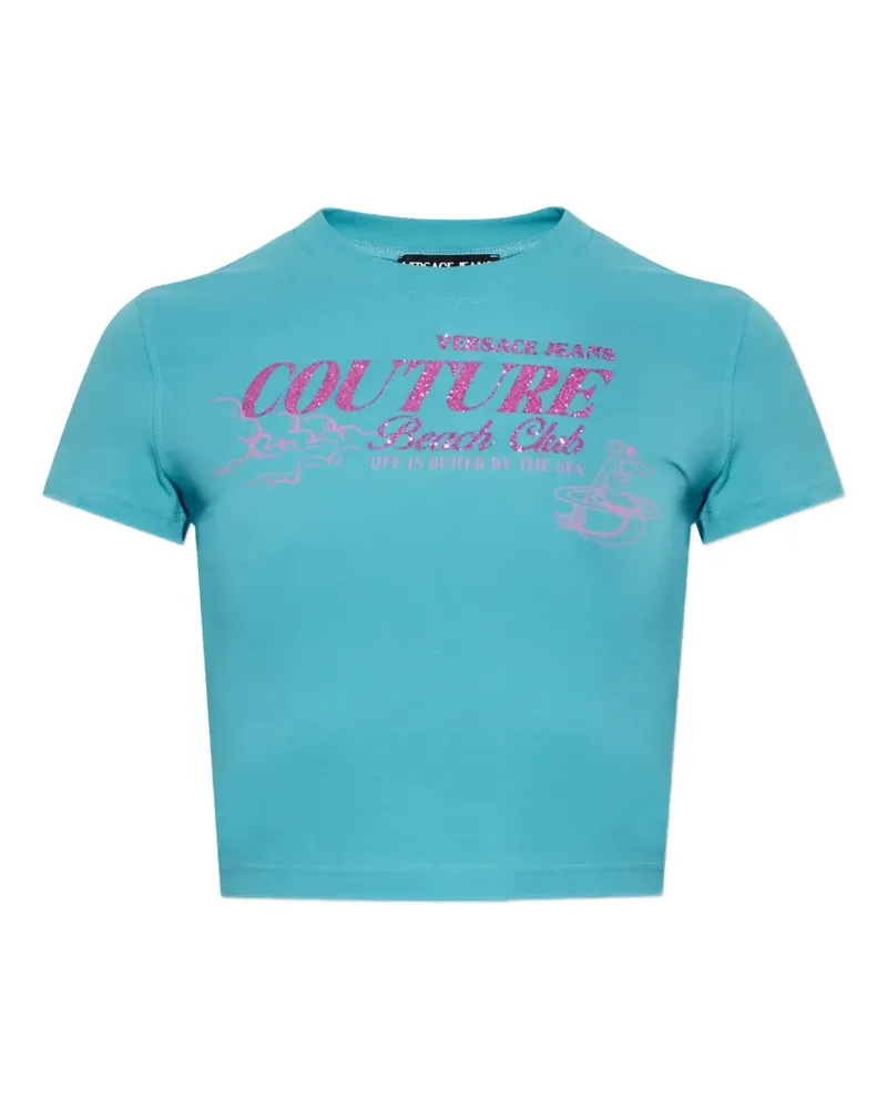 Versace Jeans graphic-print short-sleeve cotton T-shirt - Blau Blau