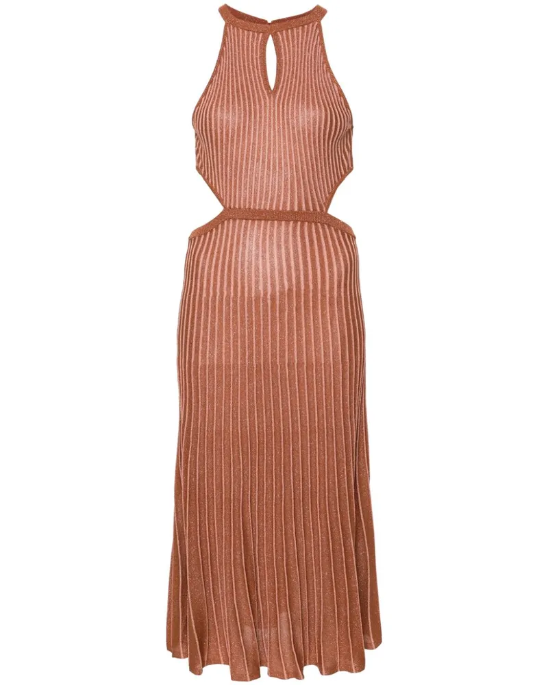 Twin-Set Geripptes Lurex-Kleid - Orange Orange