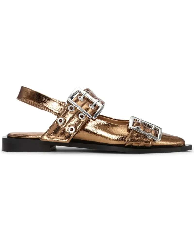 Ganni Ballerinas im Metallic-Look - Braun Braun