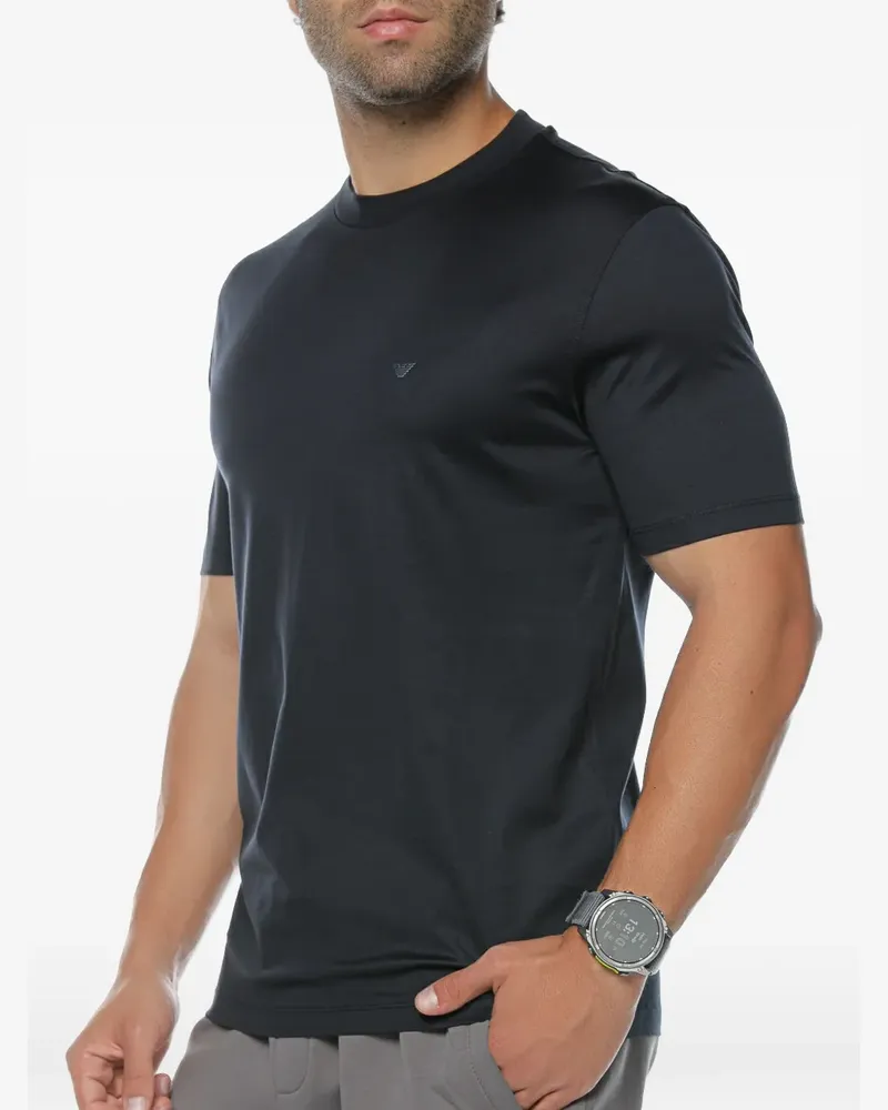 Emporio Armani logo-embroidered T-shirt - Blau Blau