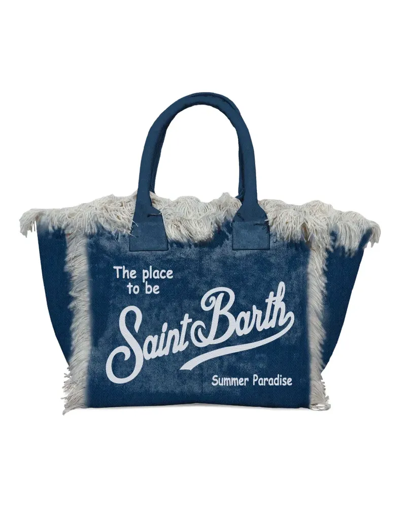 MC2 Saint Barth Vanity fringed denim tote bag - Blau Blau