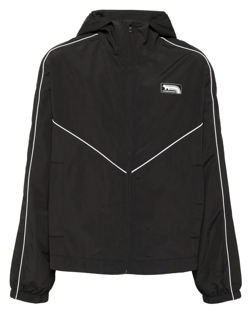 Kitsuné Kapuzenjacke mit Kontrastpaspeln - Schwarz Schwarz