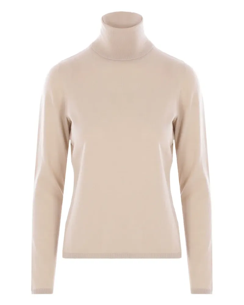 Max Mara Rollkragenpullover mit geripptem Saum - Nude Nude