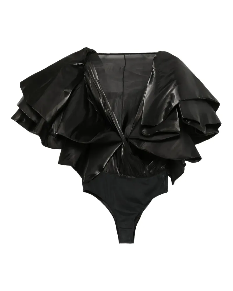 Saiid Kobeisy Gerüschter Body - Schwarz Schwarz