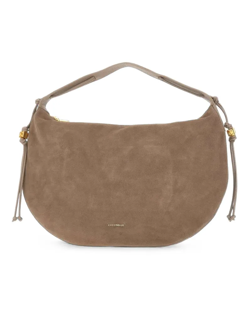 Coccinelle large Thess suede-finish tote bag - Nude Nude