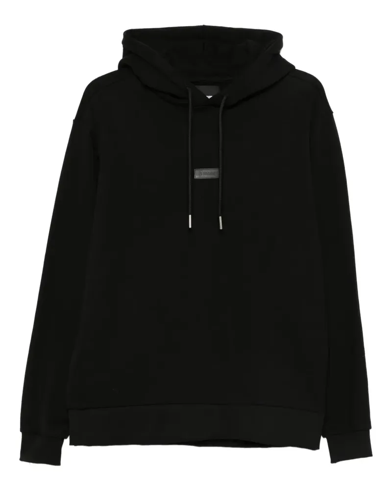 Les Hommes Hoodie mit Logo-Patch - BLACK Black