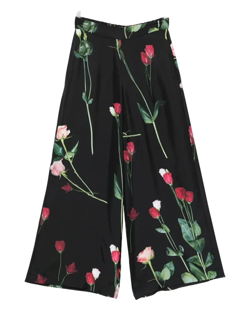 Antonio Marras floral-print wide-leg trousers - Schwarz Schwarz