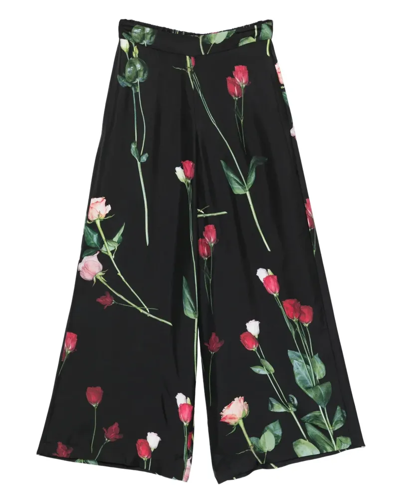 Antonio Marras floral-print wide-leg trousers - Schwarz Schwarz