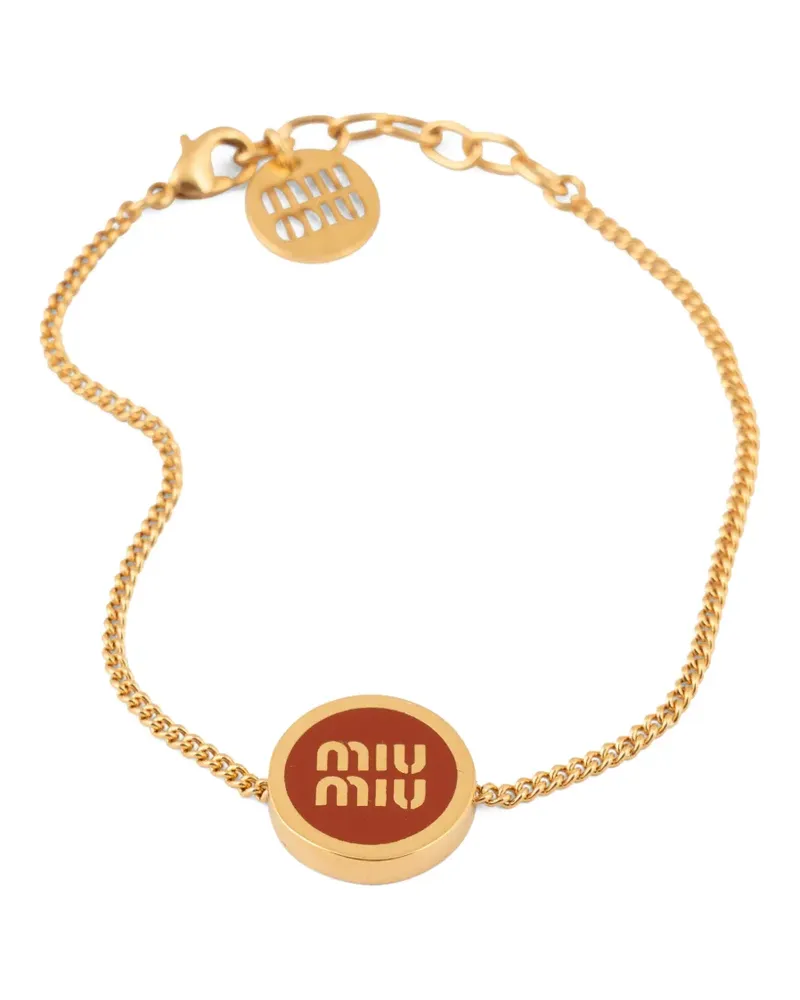 Miu Miu Armband mit Logo-Schild - Gold Gold