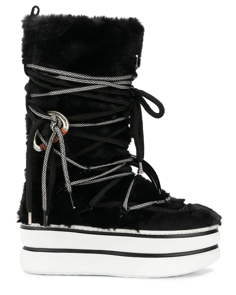 Hogan Stiefel mit Faux Fur - Schwarz Schwarz